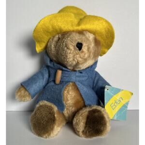 Vintage 1985 Blue Coat Paddington Bear 9" Plush, Eden Toys, Korea NEW